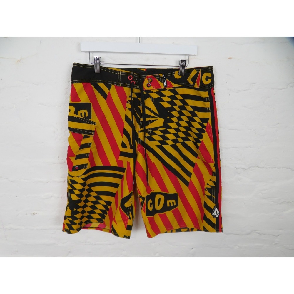 Volcom Swim Shorts Mens 34 Maryland Flag Geometric Print Board Surf Trunks